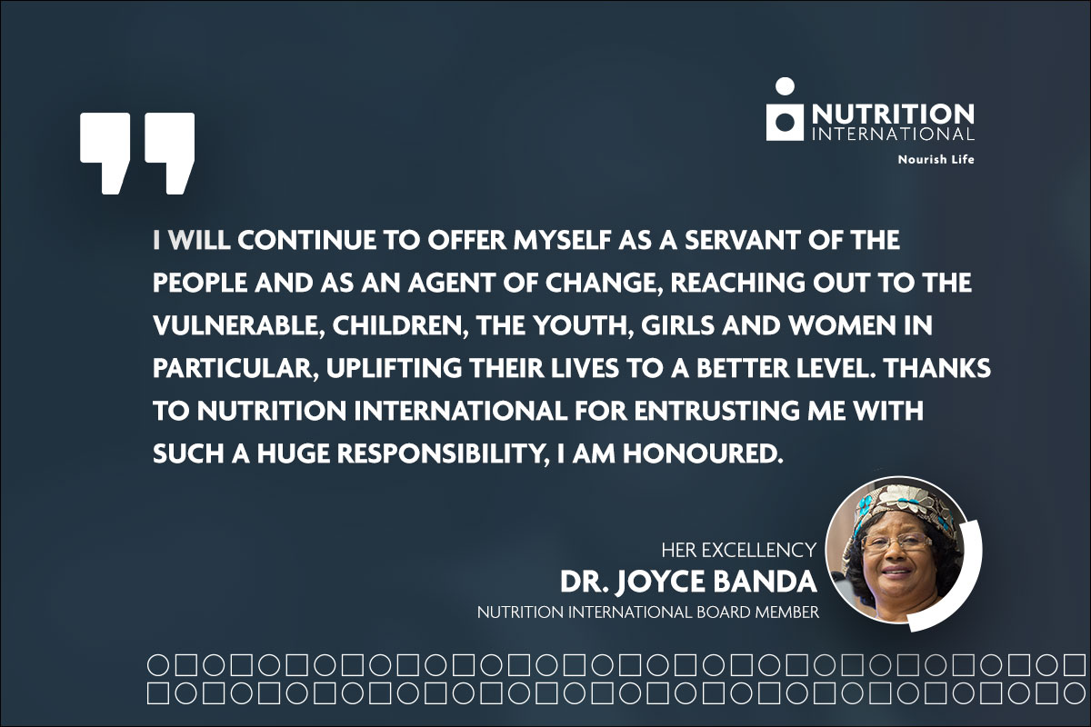 - Nutrition International Joyce Banda quote