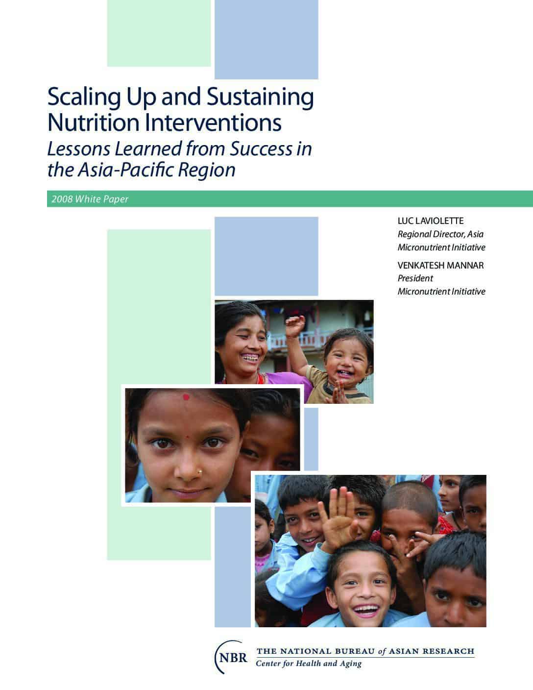 Scaling up and sustaining nutrition interventions: lessons learned from success in the Asia-Pacific region thumbnail