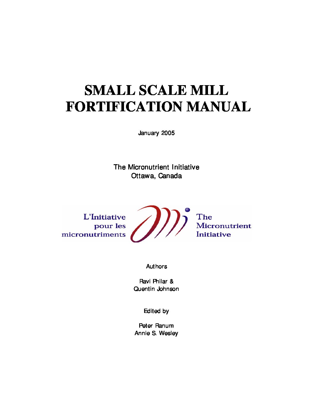 Small Scale Mill Fortification Manual thumbnail